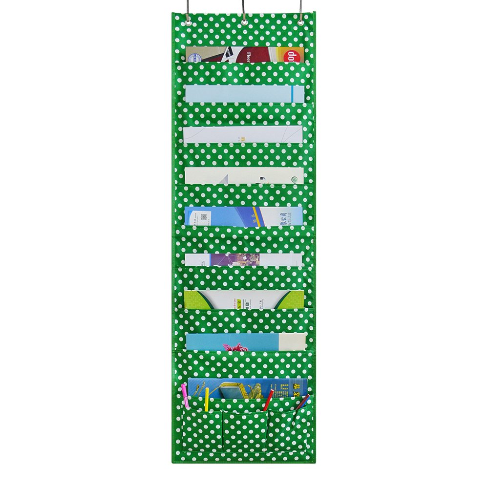 ZKOO Storage Pocket Chart,Hanging wall file organizer with 9 large pocket and 3 small pocket ,Perfect for Organizing Your Classroom, School, Office and Home(43X14 inch) (Green)