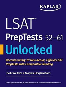 LSAT PrepTests 52-61 Unlocked: Exclusive Data + Analysis + Explanations (Kaplan Test Prep)