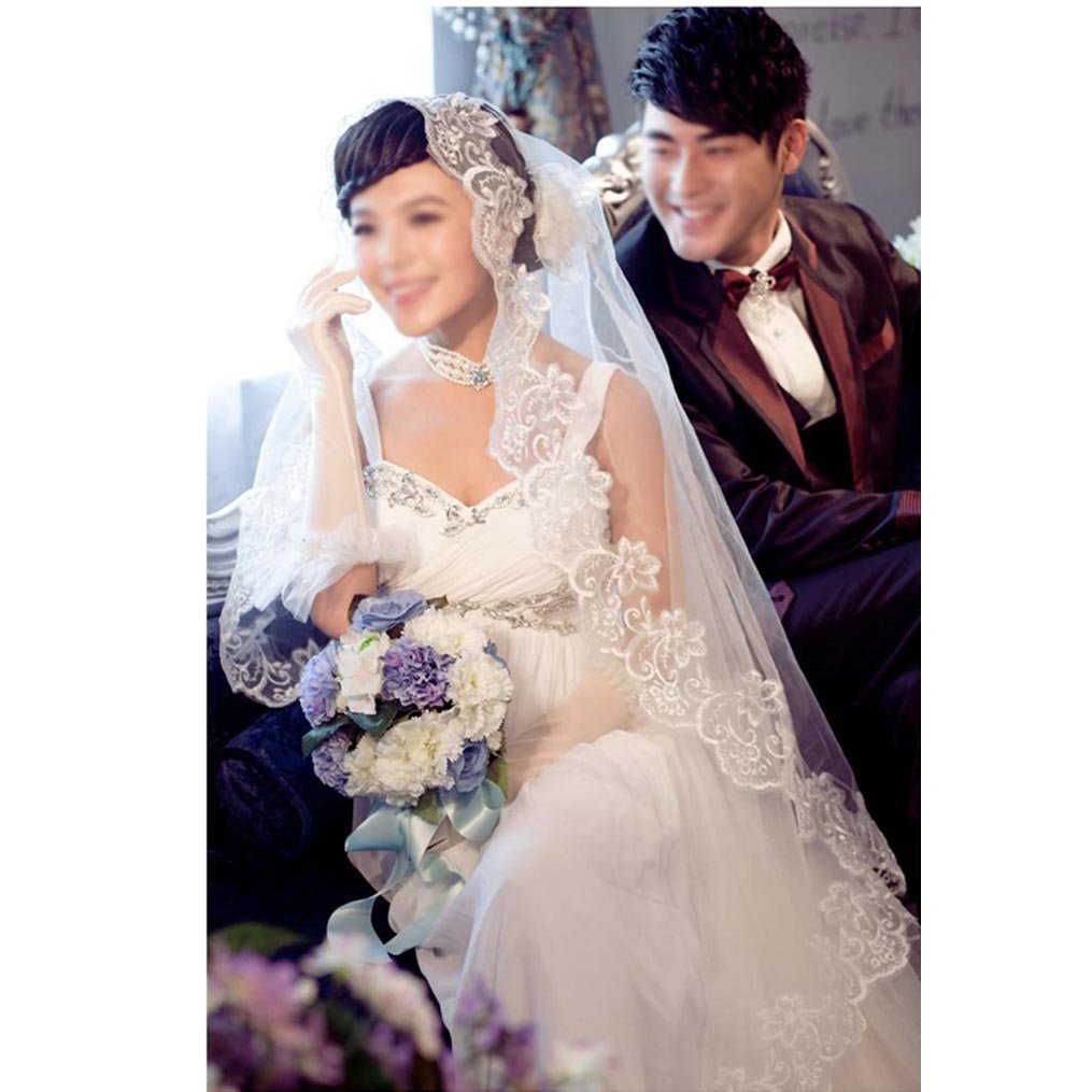 

ChineOn 3 Meters Long One Layer Lace Edge Vintage Lace Cathedral Wedding Bridal Veil