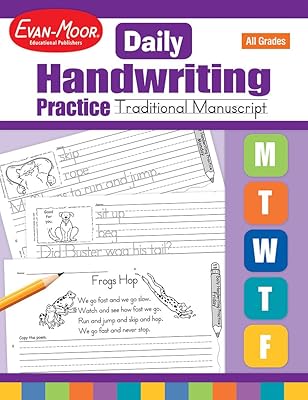 Evan-Moor Daily Handwriting Practice Traditional Manuscript, Kindergarten-Grade 6, Homeschooling and Classroom Resource Workbook, Penmanship, Writing, Letter Placement, Spacing, Alphabet Synonyms