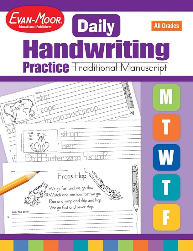 Evan-Moor Daily Handwriting Practice Traditional Manuscript, Kindergarten-Grade 6, Homeschooling and Classroom Resource Workbook, Penmanship, Writing, Letter Placement, Spacing, Alphabet Synonyms by Evan-Moor Educational Publishers