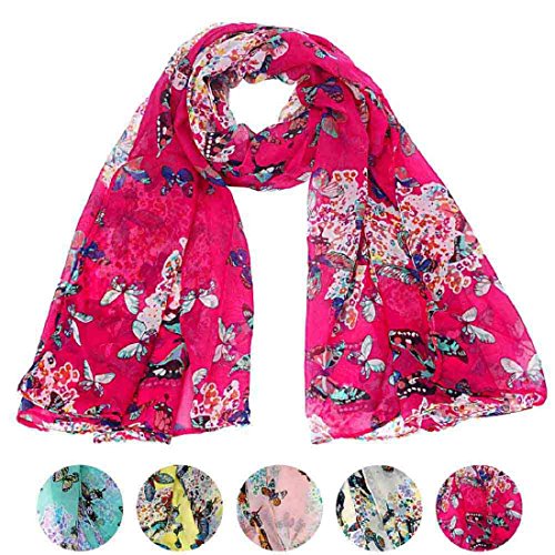 Bestpriceam Women Lady Chiffon Butterfly Print Neck Shawl Scarf Scarves Wrap Stole