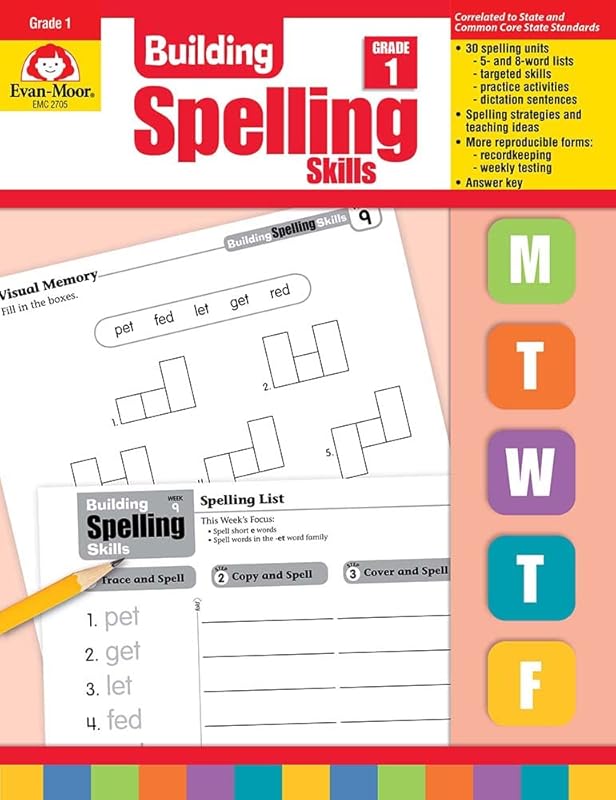Evan-Moor Building Spelling Skills, Grade 1 - Homeschooling & Classroom Resource Workbook, Reproducible Worksheets, Teaching Edition, Spelling Strategies, Reading and Writing Skills by Evan-Moor Educational Publishers