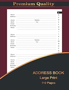 Address Book Large Print: With Tabs Printed - Large Telephone Address Book for Seniors & Women - Record Birthday, Address Journal, Alphabetical Tab Addresses ... organizer (8.5 x 11) (Address Books) by DZ CREATIVES