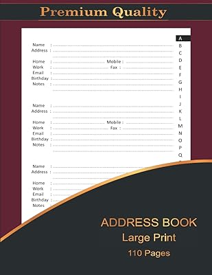 Address Book Large Print: With Tabs Printed - Large Telephone Address Book for Seniors & Women - Record Birthday, Address Journal, Alphabetical Tab Addresses ... organizer (8.5 x 11) (Address Books)