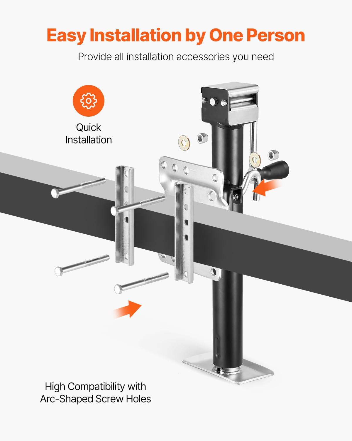 VEVOR Trailer Jack, 2500 Lbs Dynamic Load Capacity, Heavy Duty Swivel Bolt-on Trailer Jack With Ergonomic Handle, 15-inch Vertical Travel, Suitable_voghion.com