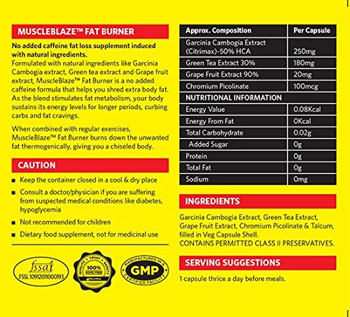 MuscleBlaze Fat Burner with Garcinia Cambogia 750 mg - 90 Veg Capsules