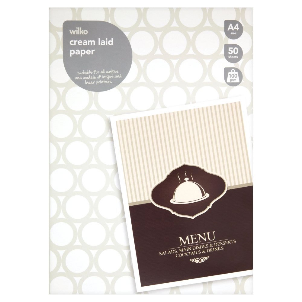 2 Pack Wilko A4 Laid Paper Cream Sheets 100gsm Writing Paper 100