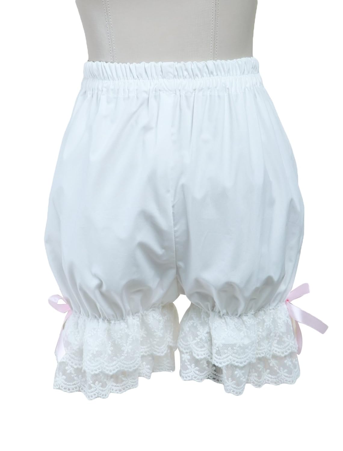 

AvaLolita Women's Cute White Sweet Lolita Bloomers with Tiered Ruffled Legs