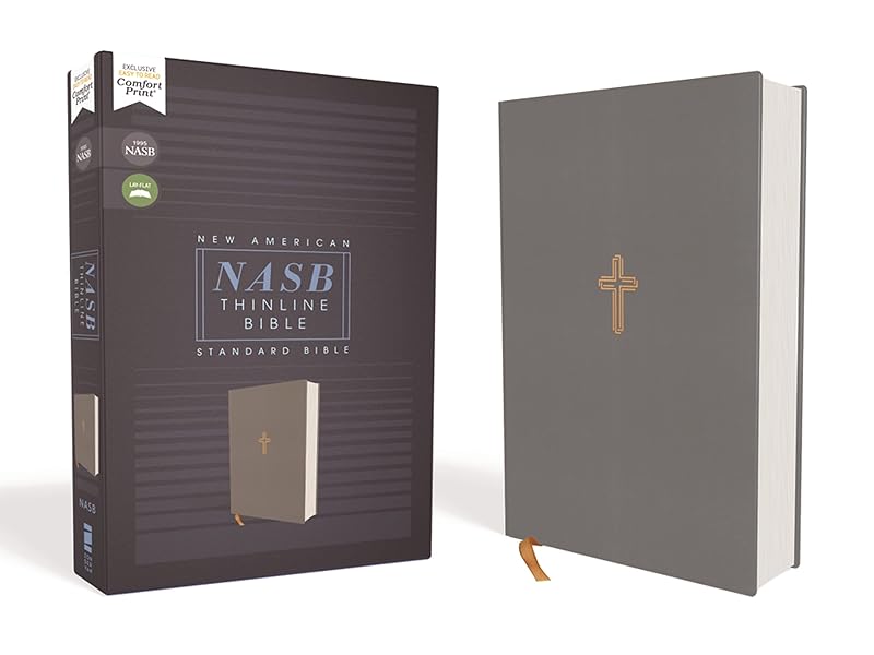NASB, Thinline Bible, Cloth over Board, Gray, Red Letter, 1995 Text, Comfort Print by Zondervan