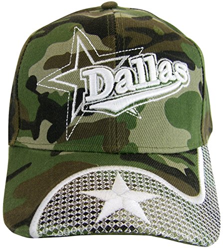 Dallas City Baseball Cap Hat with Star on Brim CAMO