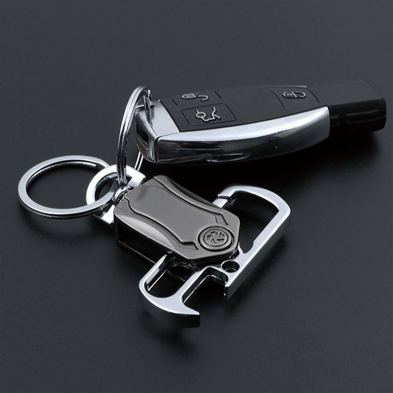 Porte-clés multifonction pour hommes - Organisateur à double anneau avec ouvre-bouteille, support de téléphone et fidget spinner, porte-clés de voiture pour hommes._voghion.com