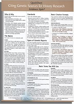 QuickSheet: Citing Genetic Sources for History Research Evidence! Style