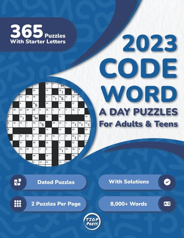 2023 Codeword A Day Puzzle Book For Adults: 365 Dated Large Print Codeword Puzzles With Starter Letters and Solutions for Adults, Seniors, and Teens (2 Puzzles Per Page) by TIOP Press