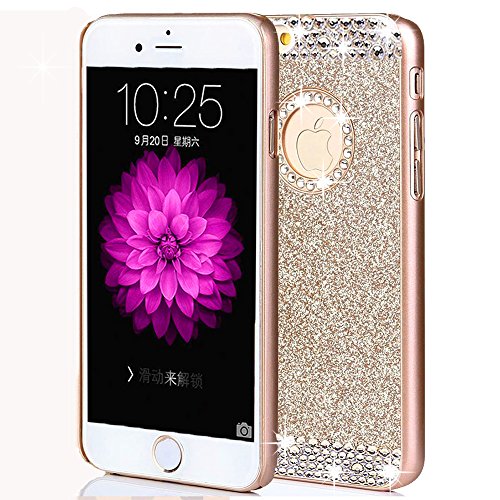 iphone 7 Plus Case,ARSUE (TM) Luxury Hybrid Beauty Crystal Rhinestone With Gold Sparkle Glitter PC Hard Protective Diamond Case Cover For iphone 7 Plus [5.5inch] (Gold / Bling)