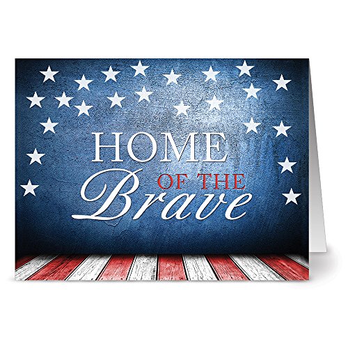 Home of the Brave - 36 Patriotic Note Cards - Blank Cards - Red Envelopes Included