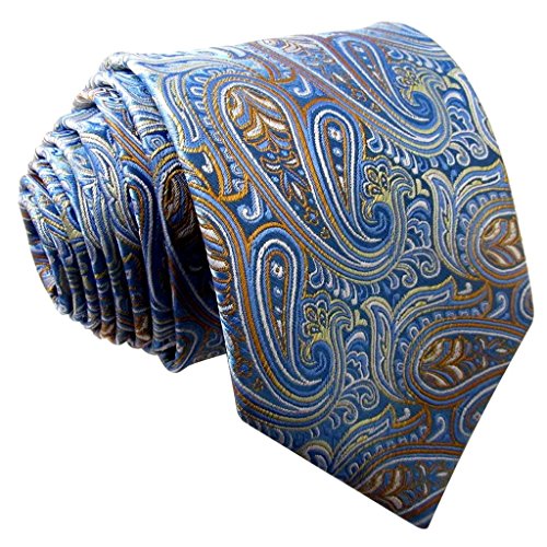 Shlax&Wing Silk Neckties Ties Blue Paisley Wedding Extra Long Size