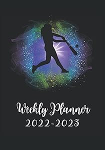 Baseball Weekly Planner 2022-2023: This cute weekly planners for women and girls featuring a simple graphic design of a female sports player on a funky background