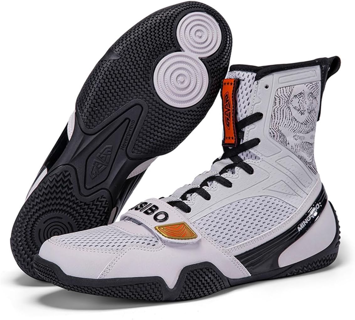 Mens Womens High Top Wrestling Boxing Shoes Lightweight Non-Slip Breathable Fitness Sneakers For Boxing Weightlifting Training_vogvips.com