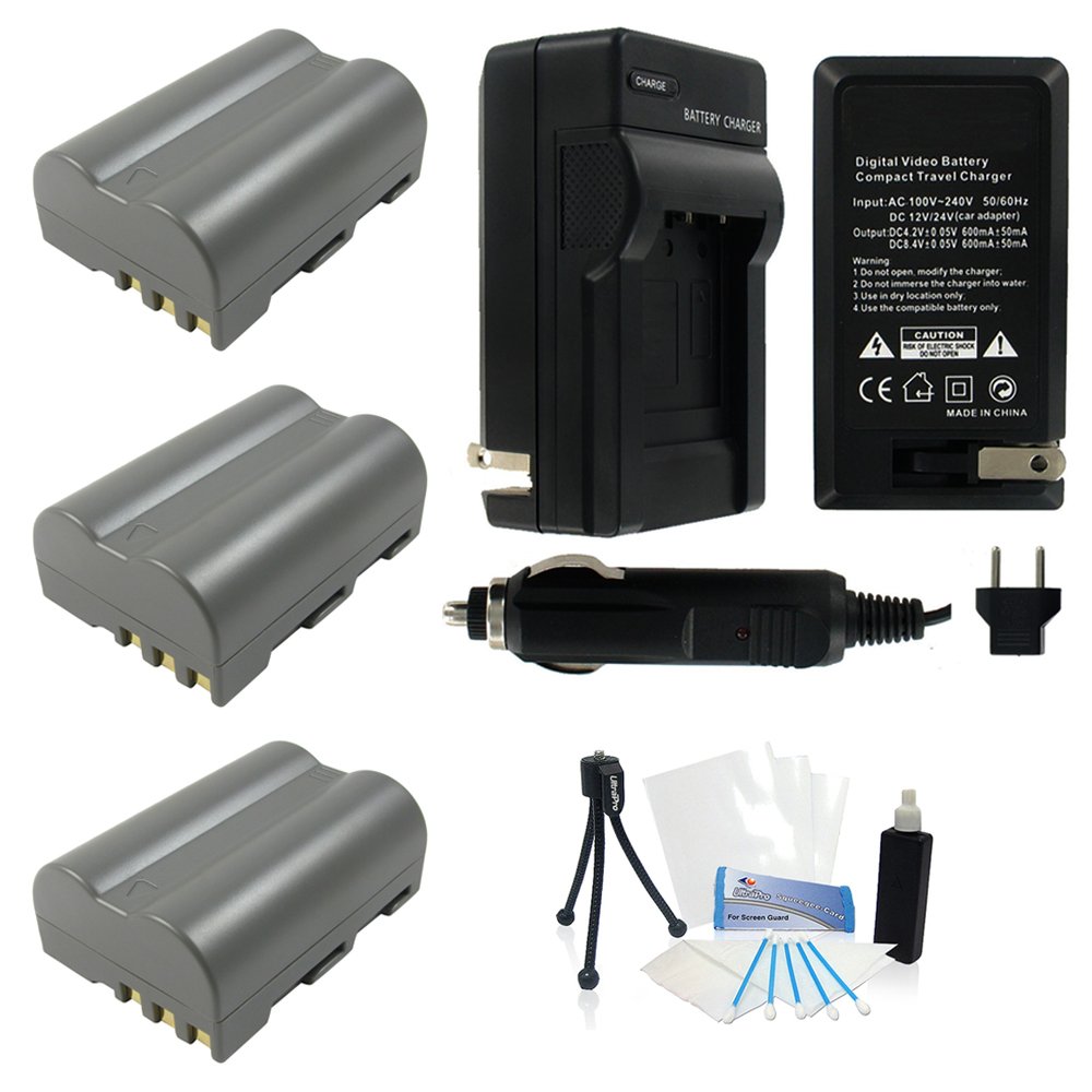 

UltraPro 3-Pack EN-EL3e High-Capacity Replacement Batteries with Rapid Travel Charger for Select Nikon Digital Cameras - UltraPro Bundle Includes: Camera Cleaning Kit, Camera Screen Protector, Mini Travel Tripod