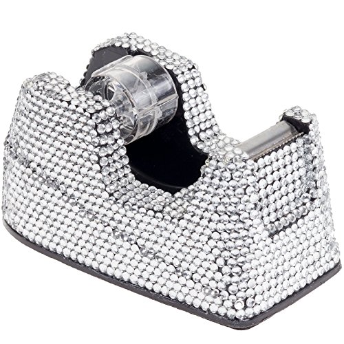 SilverHooks Crystal Bejeweled Desk Tape Dispenser (Clear)