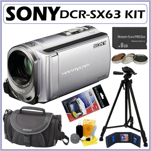 Sony DCRSX63 16GB Flash Memory Handycam Camcorder with 60x Optical Zoom + 8GB Deluxe Accessory Kit