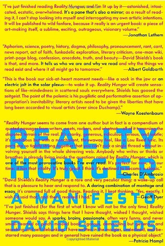 Reality Hunger: A Manifesto by David Shields