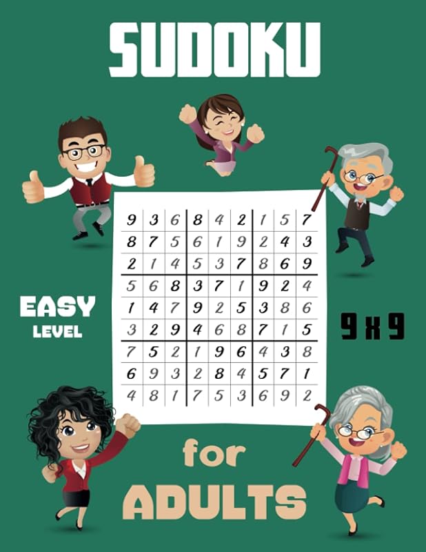 Sudoku for Adults Easy Level 9x9: Brain Teasers for Adults, Seniors, Wide Large Format - 8.5x11 Size - and white paper. Train Your Brain and You will become Happier and Wiser. by Gifts full of Joy and Wisdom