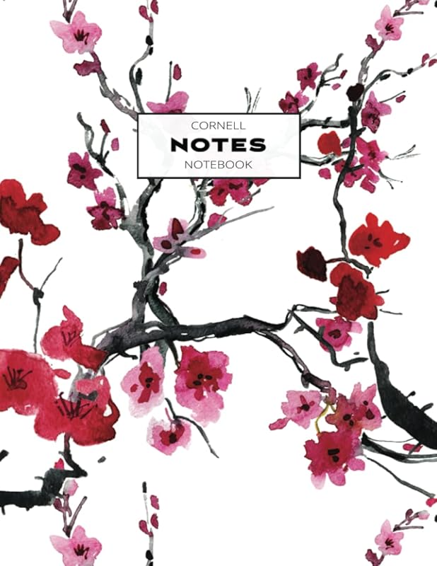 Cornell Notes Notebook: Note Taking with College Ruled Lines, Index and Numbered Pages, Cherry Blossom by Enchanted Willow