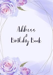 Address & Birthday Book: Large Print Address Book with Alphabet for Seniors, A4 Size, Purple Roses Theme by JunePress. Studio