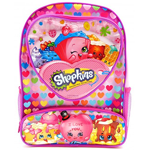 Shopkins 16 Large School Backpack with Heart Shaped Double Pockets : Desserts