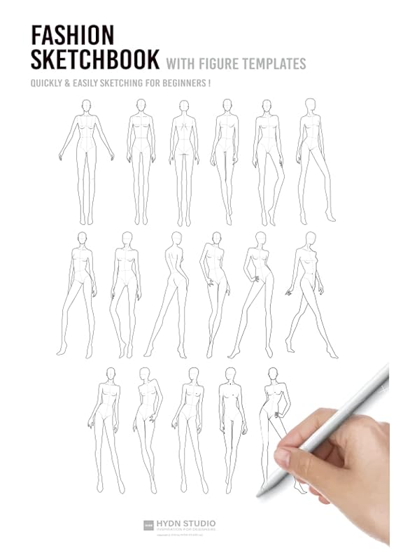 Fashion Sketchbook with Figure Templates: Over 100+ Large Female Figure Template for Fashion Design by HAYDEN KOO