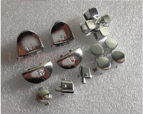 

Replacement Chrome Plating Housing Shell Case Cover Part+Buttons for PS4 Controller DualShock4 Color Silver