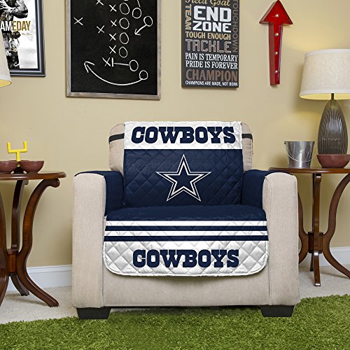 NFL Dallas Cowboys Chair Reversible Furniture Protector with Elastic Straps, 75-inches by 65-inches