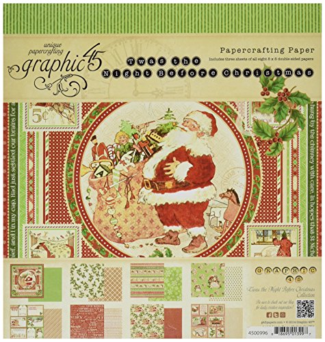 Graphic 45 Twas The Night Before Christmas Paper Pad, 12 by 12-Inch