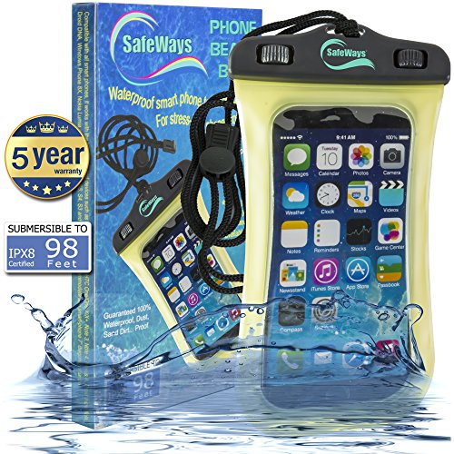 SafeWays iPhone Waterproof Case - Stylish - Incredibly Easy To Seal Securely - Compatible With All Phone Models, Samsung, HTC, Sony, Nokia and more Up To 7 - 5 Year Warranty