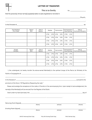 Three-Part Letter of Transfer and Acceptance: Pack of 25