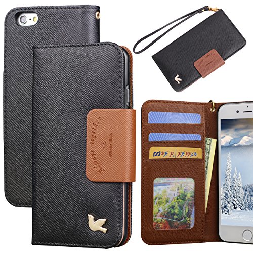 iPhone 6s Case,[4.7inch],Wallet Case,Premium PU Leather&Soft TPU Back,Impact Resistant&Scratch-proof Credit Card Holder,Magnetic Flip Cover[Black]