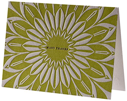 Algopix Similar Product 8 - Green Sunburst Letterpress Thank You