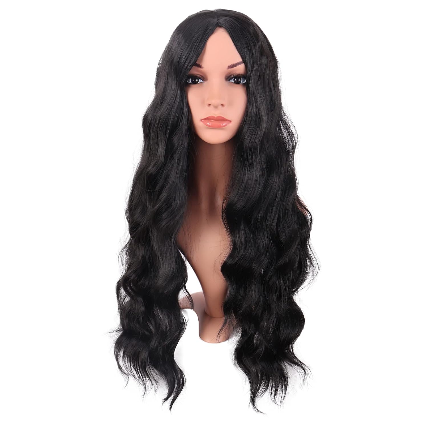 Parrucca donna lunga ondulata sintetica per cosplay viola scuro_voghion.com