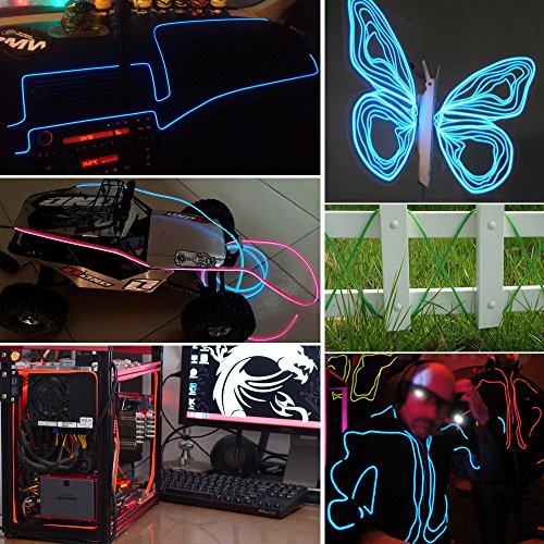 

ZITRADES® 9FT Purple Neon Glowing Strobing Electroluminescent Wires,EL Wire 4 modes Battery Operated