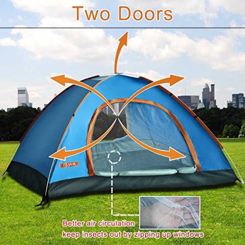 Pop Up Camping Tent by TSWA , Automatic & Instant Setup Dome Waterproof Backpacking Tents for 3-4 Person Portable Hiking Pack Shelters - Image 3