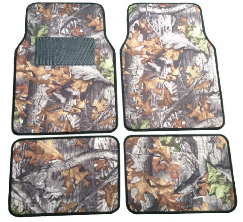 Camouflage Car Truck Interior Gift Floor Mat Set - 4 Piece Front & Rear in Surreal Camo Mossy