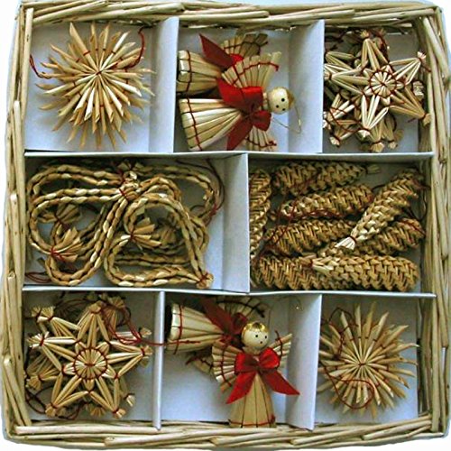 Straw Ornaments - Straw Basket of 32 Assortment
