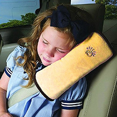 AutoLover Children Car Seat Belts Shoulder Protection Back Cushion Soft Neck Sleep Pillow Vehicle Headrest Harness Pad(YELLOW)