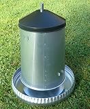 Mangeoire Automatique Galvanisée 22,5 Kg Pour Poules - Support Mural, Anti-Rats Et Résistante Aux Intempéries