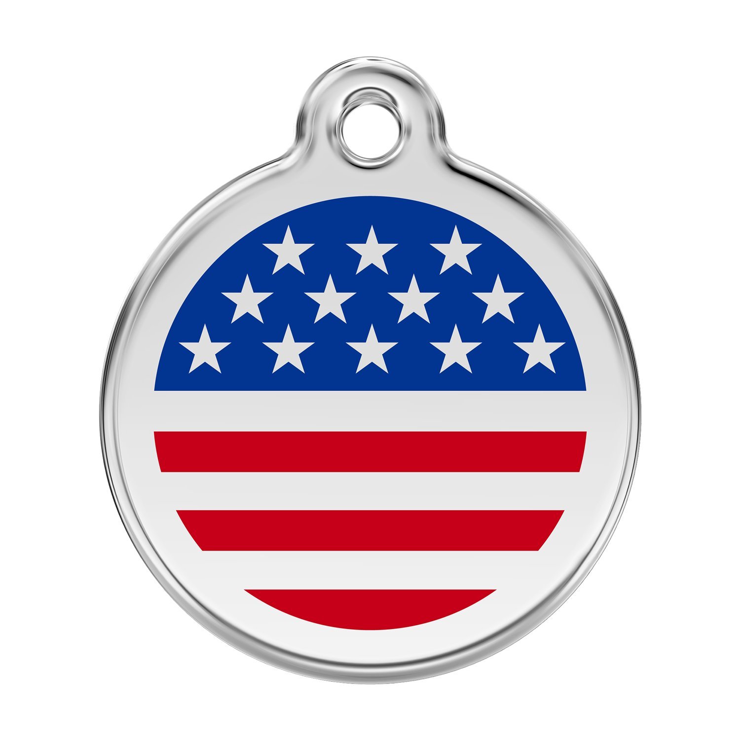 

Red Dingo Custom Engraved Stainless Steel and Enamel Dog ID Tag - Stars & Stripes
