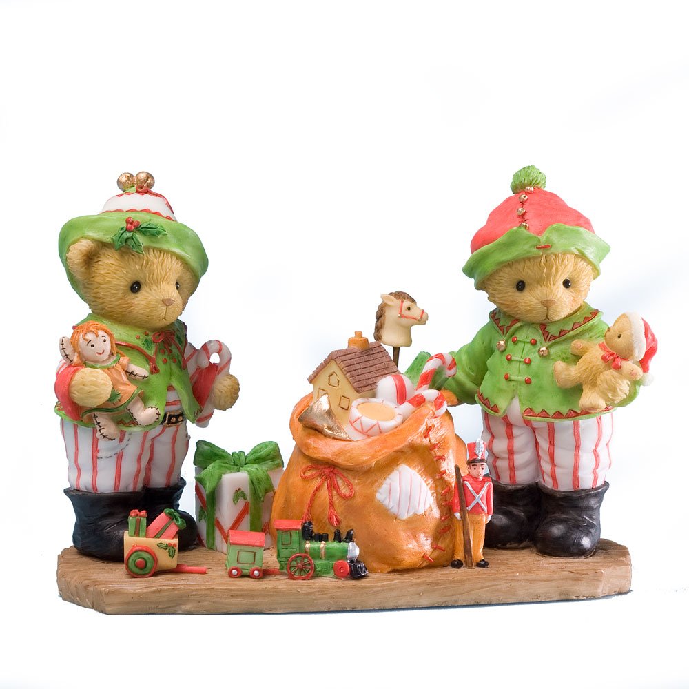 

Enesco Cherished Teddies Collection Elves with Bag of Toys Figurine