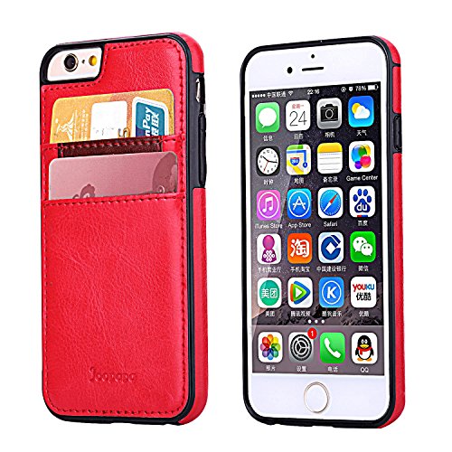 iPhone 6S Plus Case, iPhone 6 Plus Case, Joopapa iPhone 6/6S Plus Wallet Case, Leather Wallet Case back Cover with 2 Credit Card/ID Card Slots for Apple iPhone 6S Plus / iPhone 6 Plus (Red)