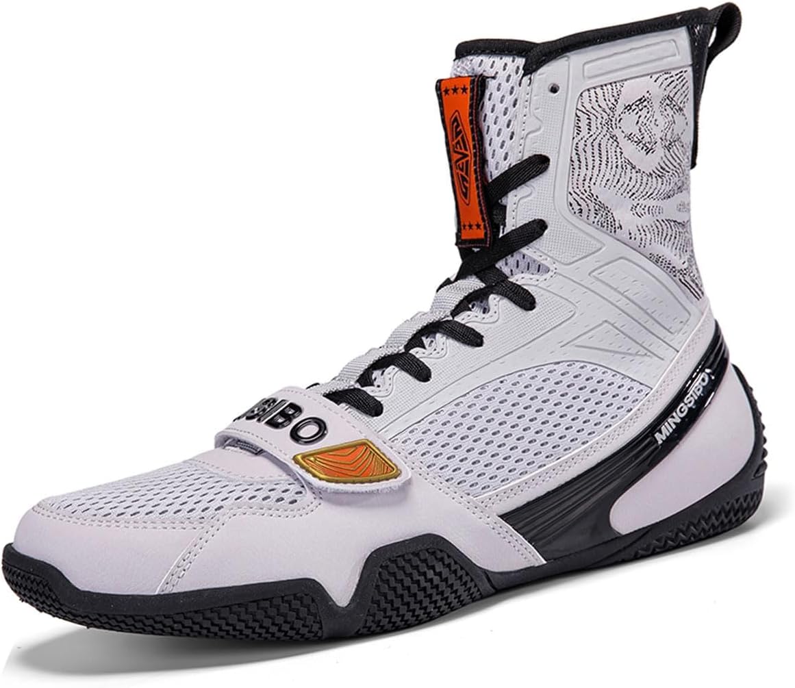 Mens Womens High Top Wrestling Boxing Shoes Lightweight Non-Slip Breathable Fitness Sneakers For Boxing Weightlifting Training_voghion.com